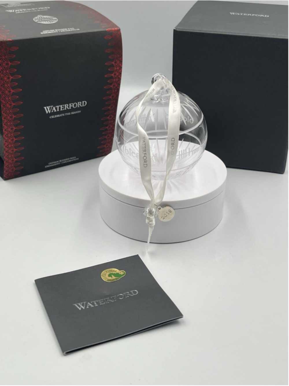 Waterford Crystal OGHAM 2019 "BLESSED" Round Ball TREE ORNAMENT # 40035468 NICE